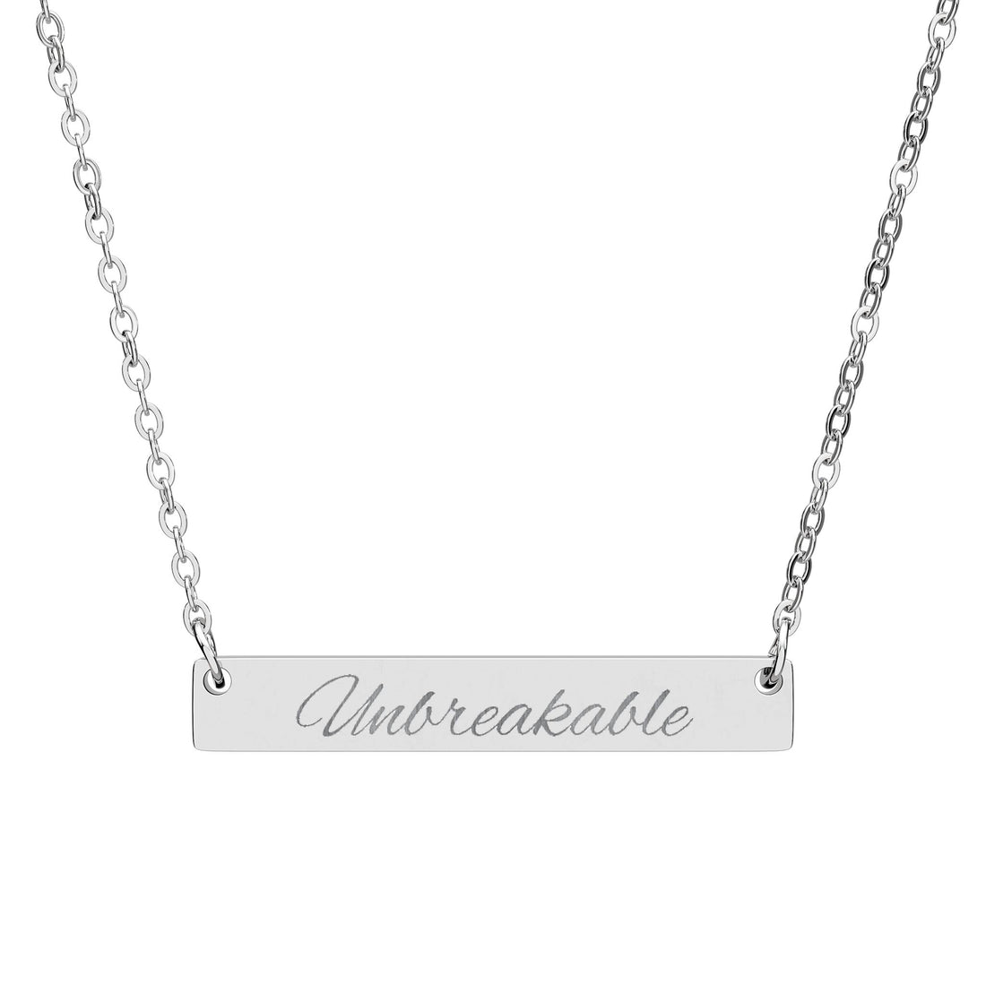 Unbreakable - Horizontal Bar Necklace (Engraving)
