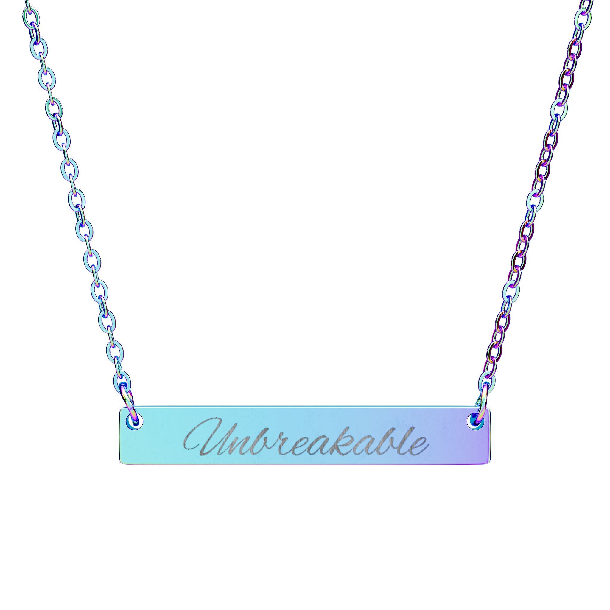 Unbreakable - Horizontal Bar Necklace (Engraving)