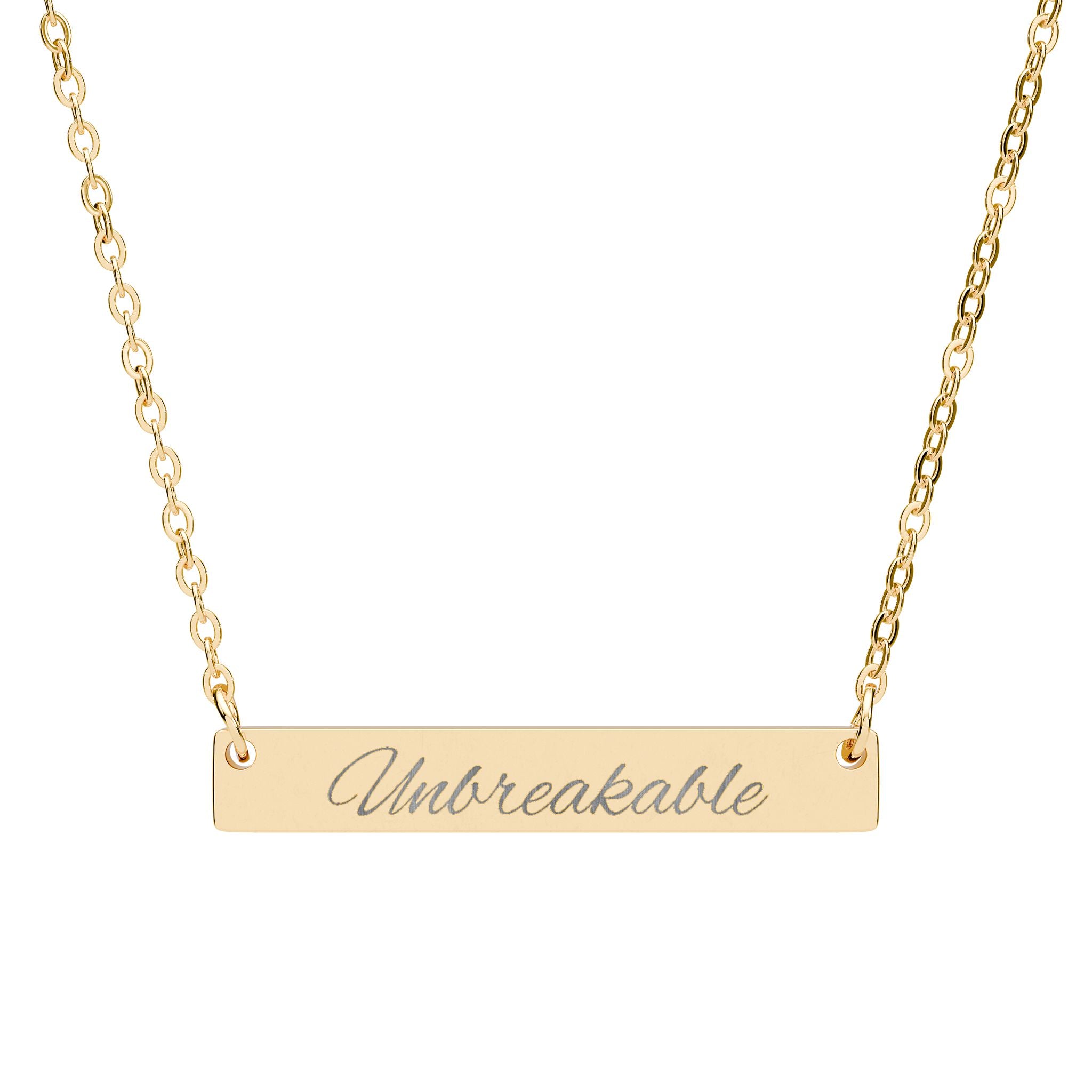 Unbreakable - Horizontal Bar Necklace (Engraving)