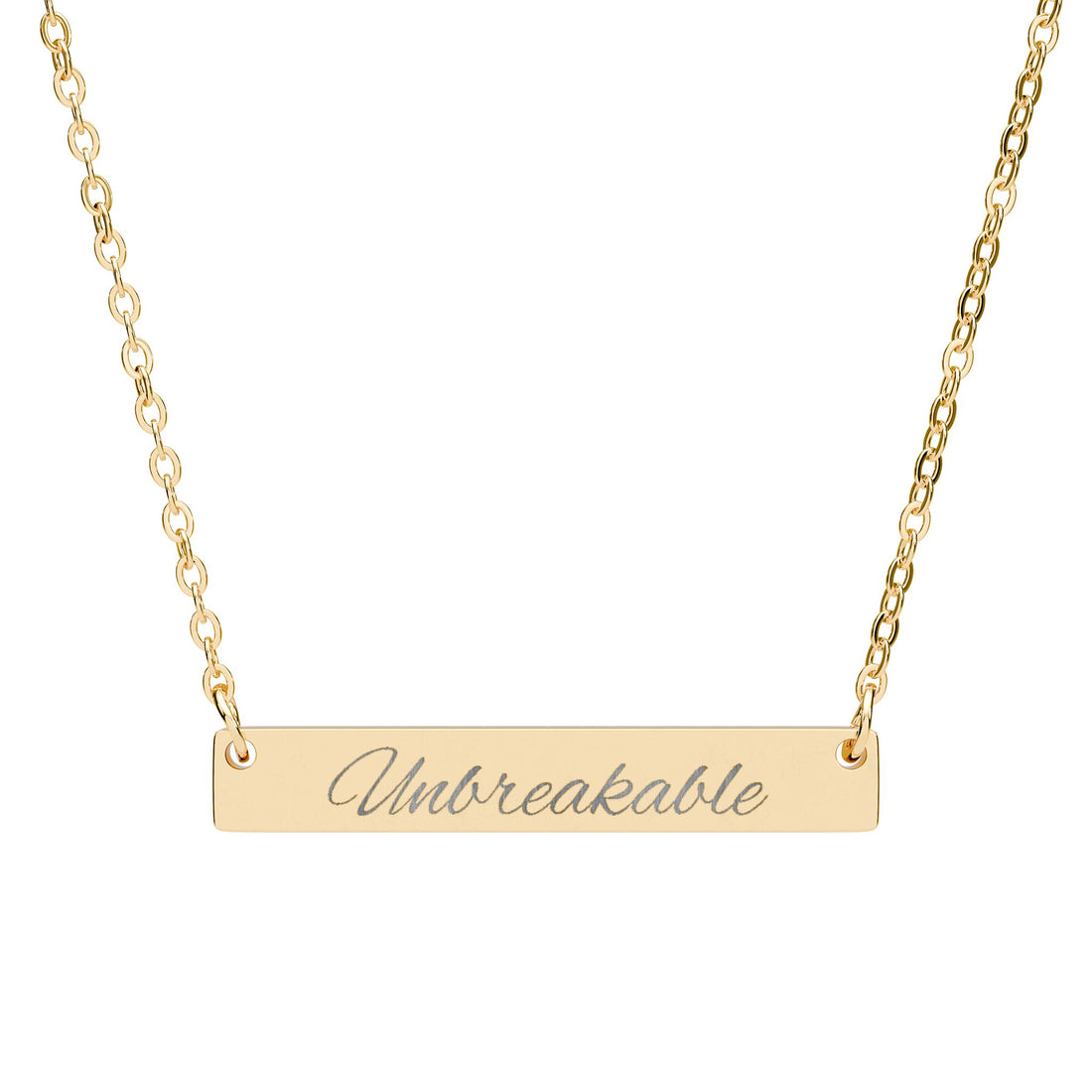 Unbreakable - Horizontal Bar Necklace (Engraving)