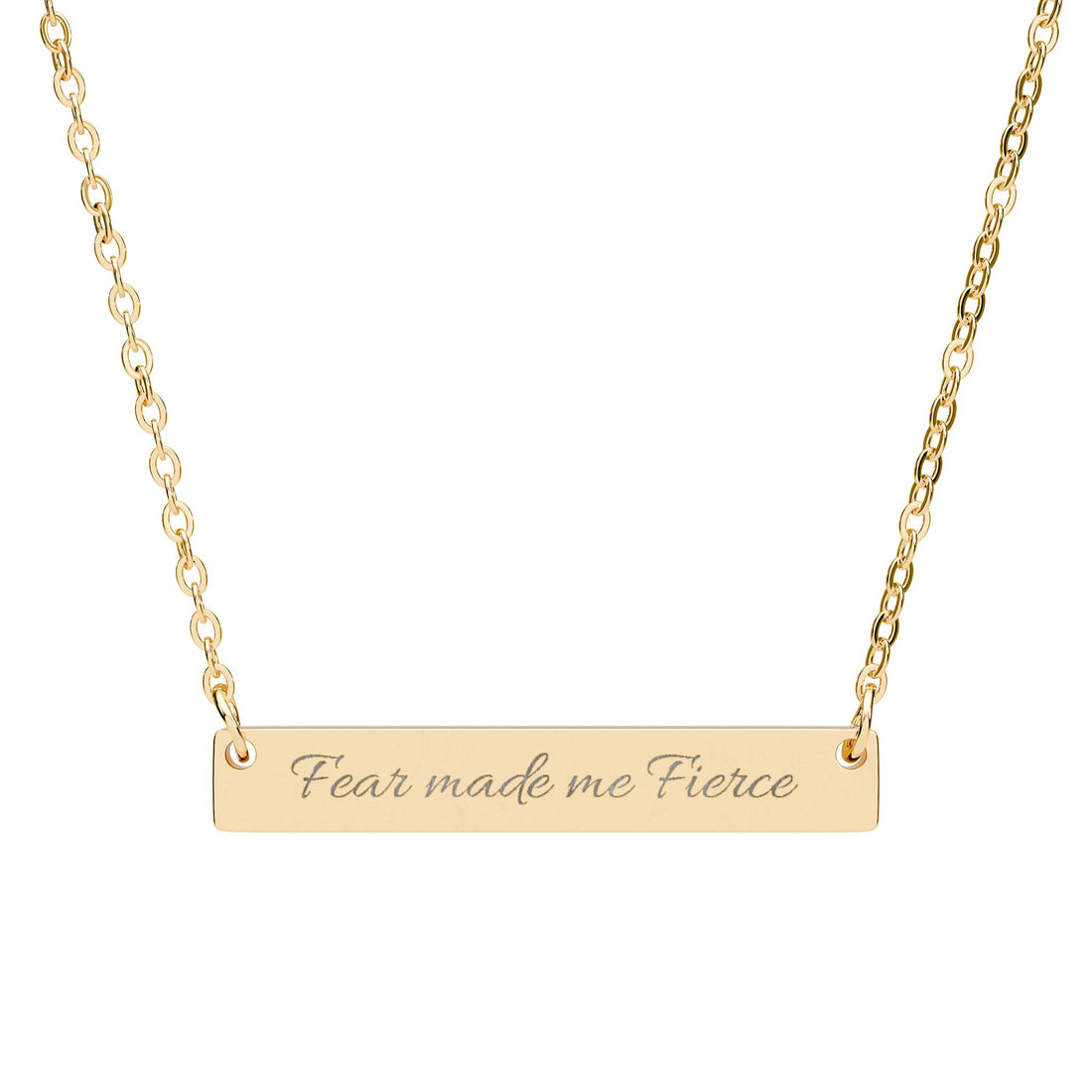Fear Made me Fierce - Horizontal Bar Necklace (Engraving)