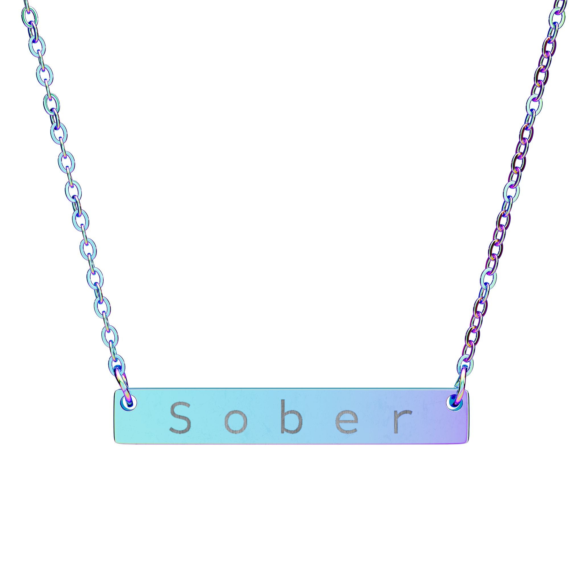 Sober. - Horizontal Bar Necklace (Engraving)