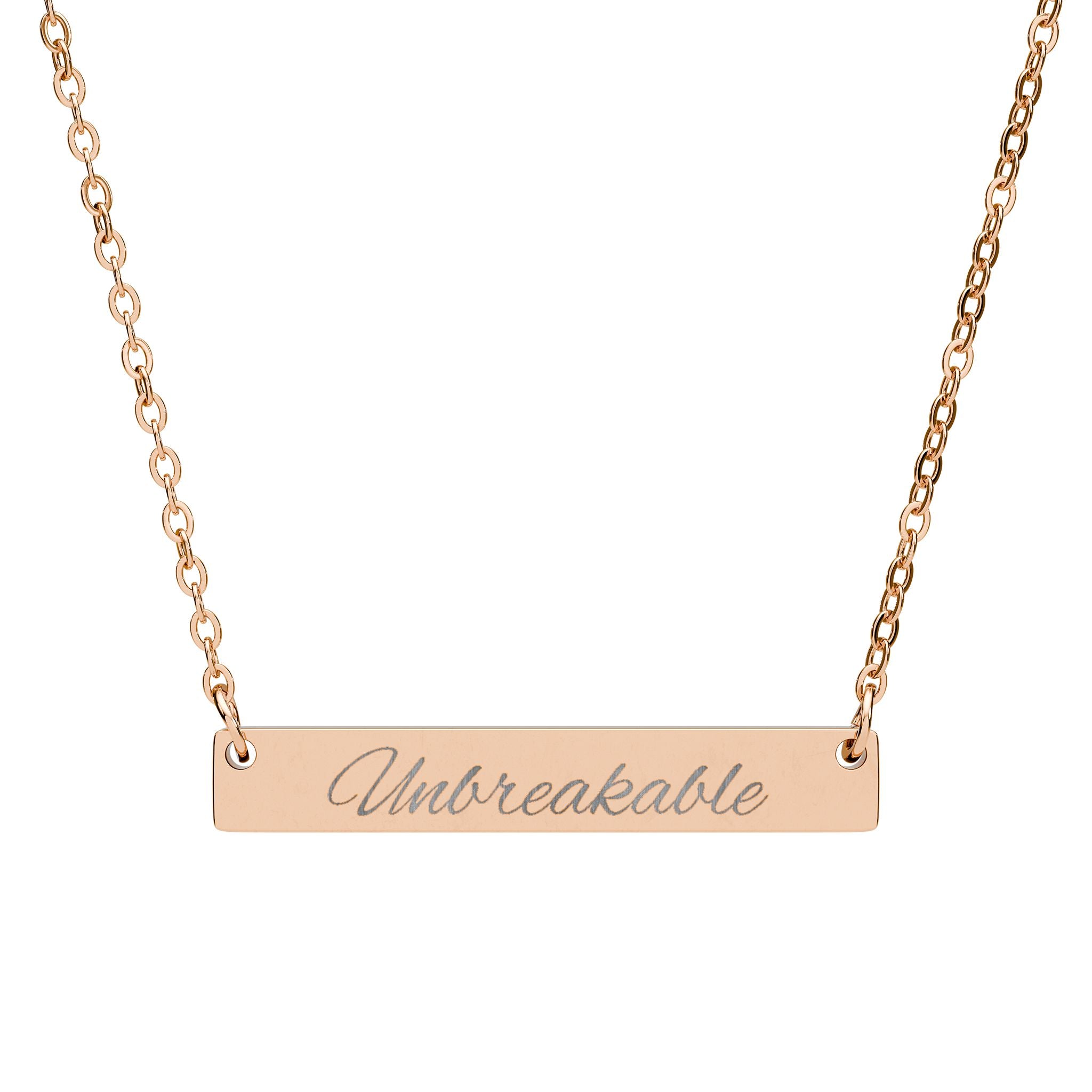 Unbreakable - Horizontal Bar Necklace (Engraving)