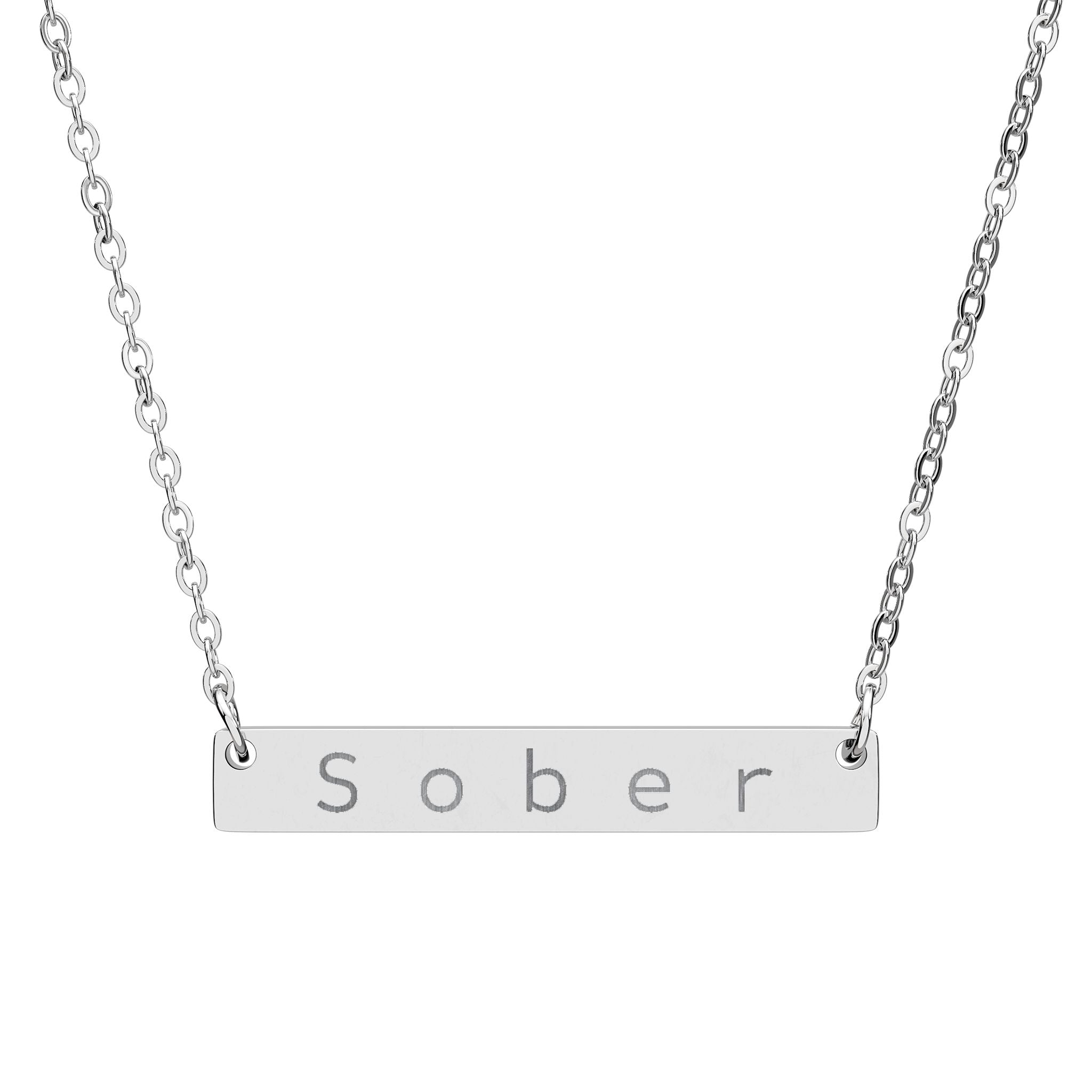Sober. - Horizontal Bar Necklace (Engraving)