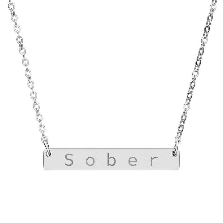 Sober. - Horizontal Bar Necklace (Engraving)