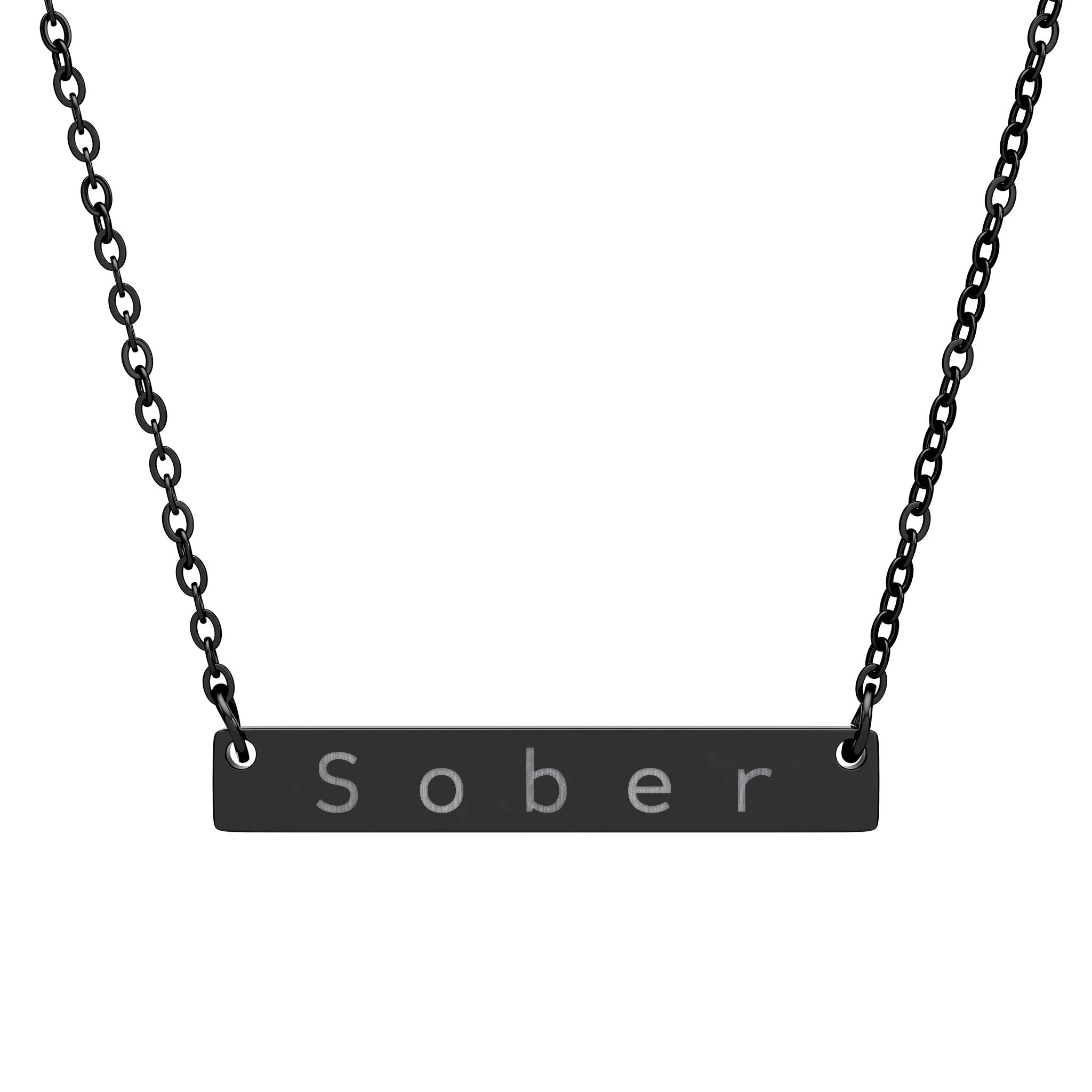 Sober. - Horizontal Bar Necklace (Engraving)