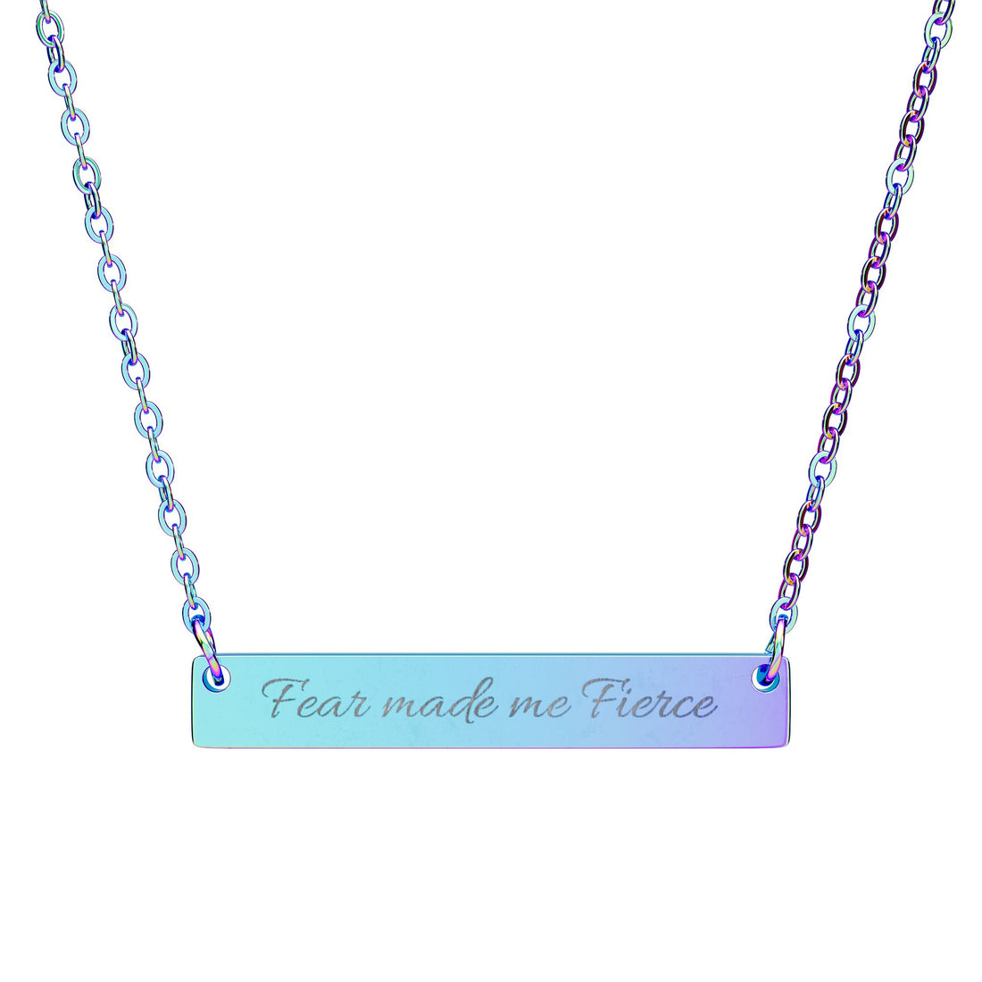 Fear Made me Fierce - Horizontal Bar Necklace (Engraving)