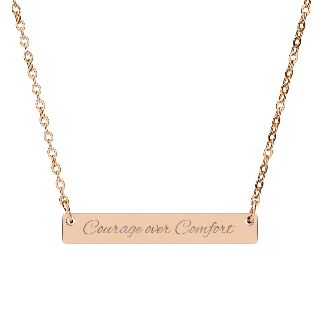 Courage Over Comfort  - Horizontal Bar Necklace (Engraving)