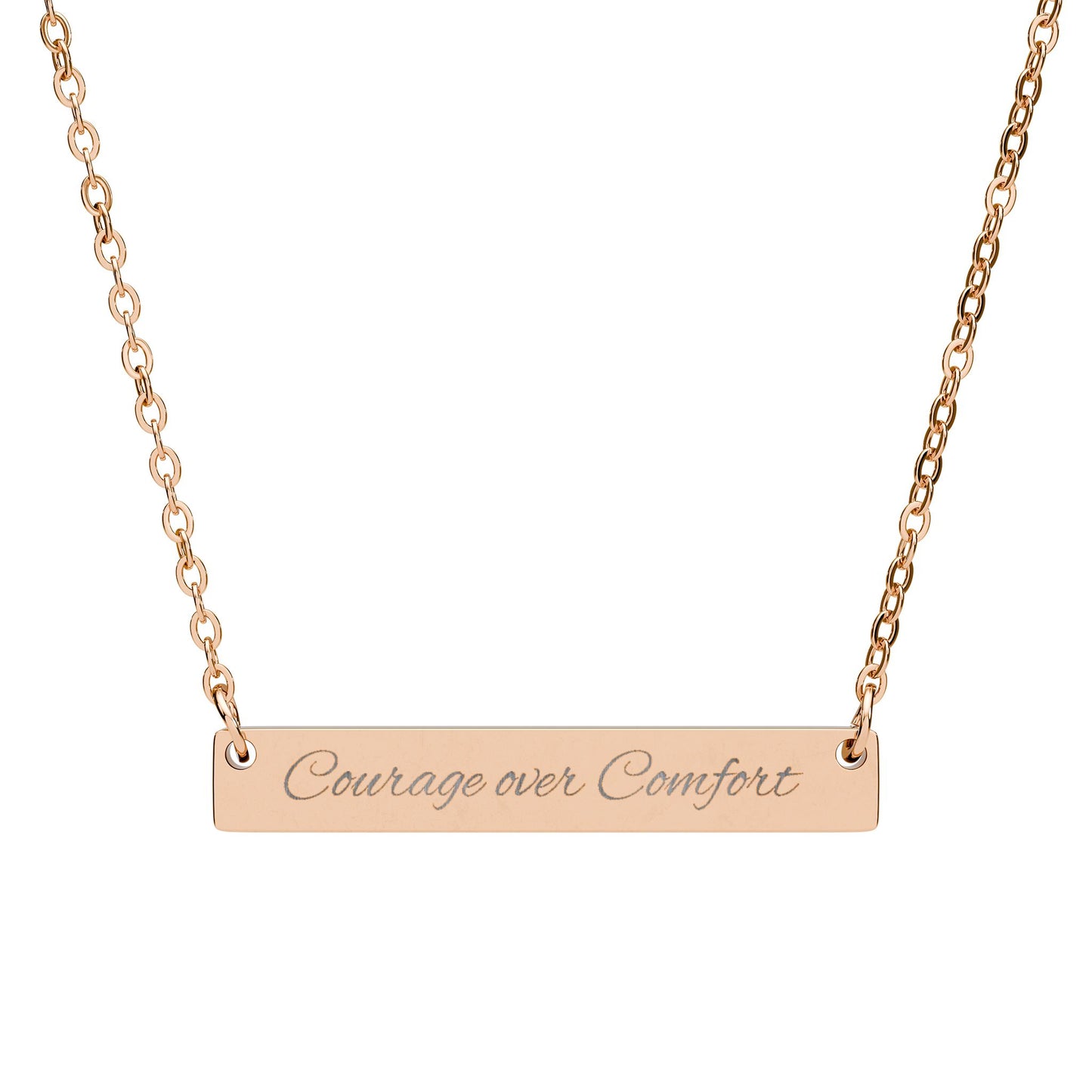 Courage Over Comfort  - Horizontal Bar Necklace (Engraving)