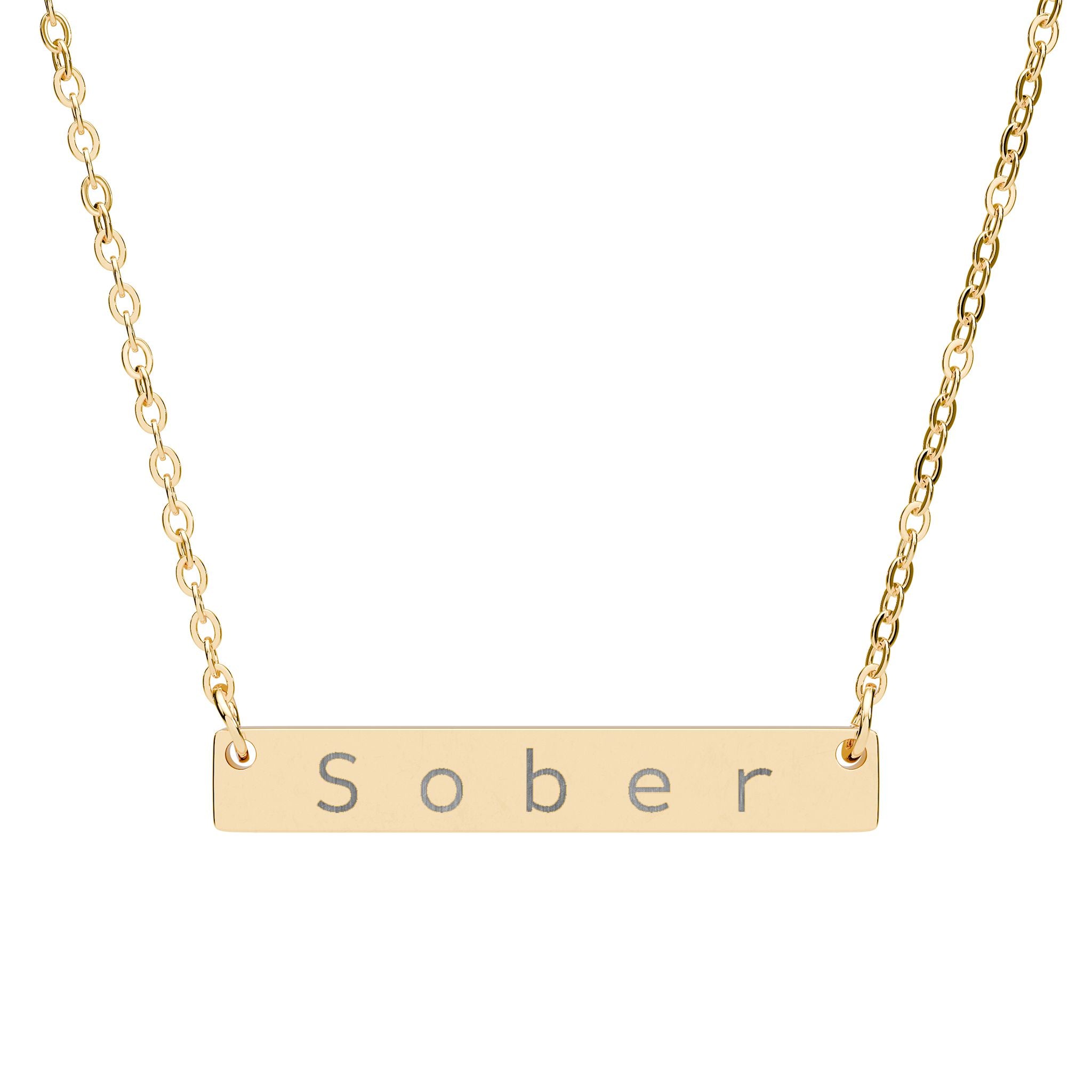 Sober. - Horizontal Bar Necklace (Engraving)