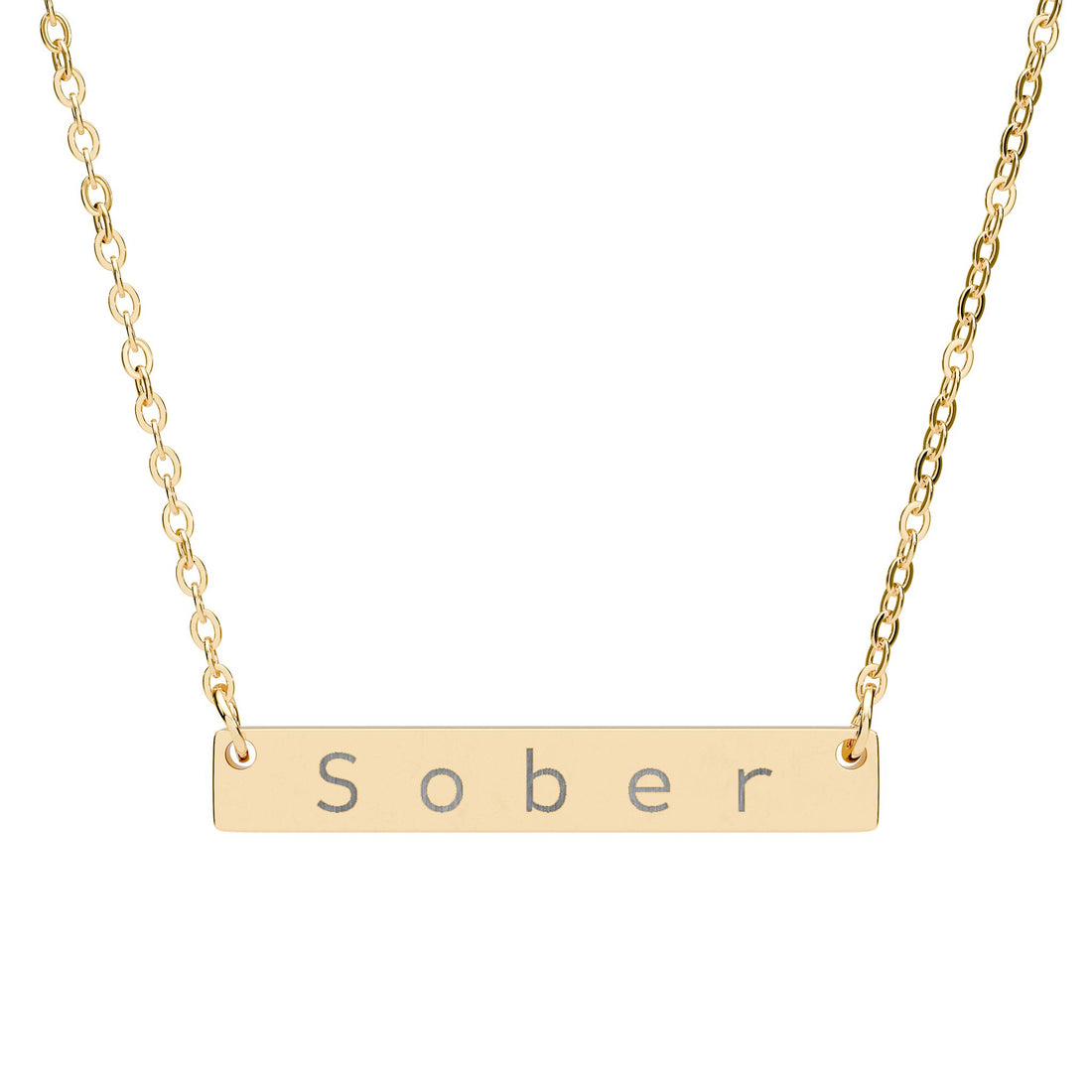 Sober. - Horizontal Bar Necklace (Engraving)