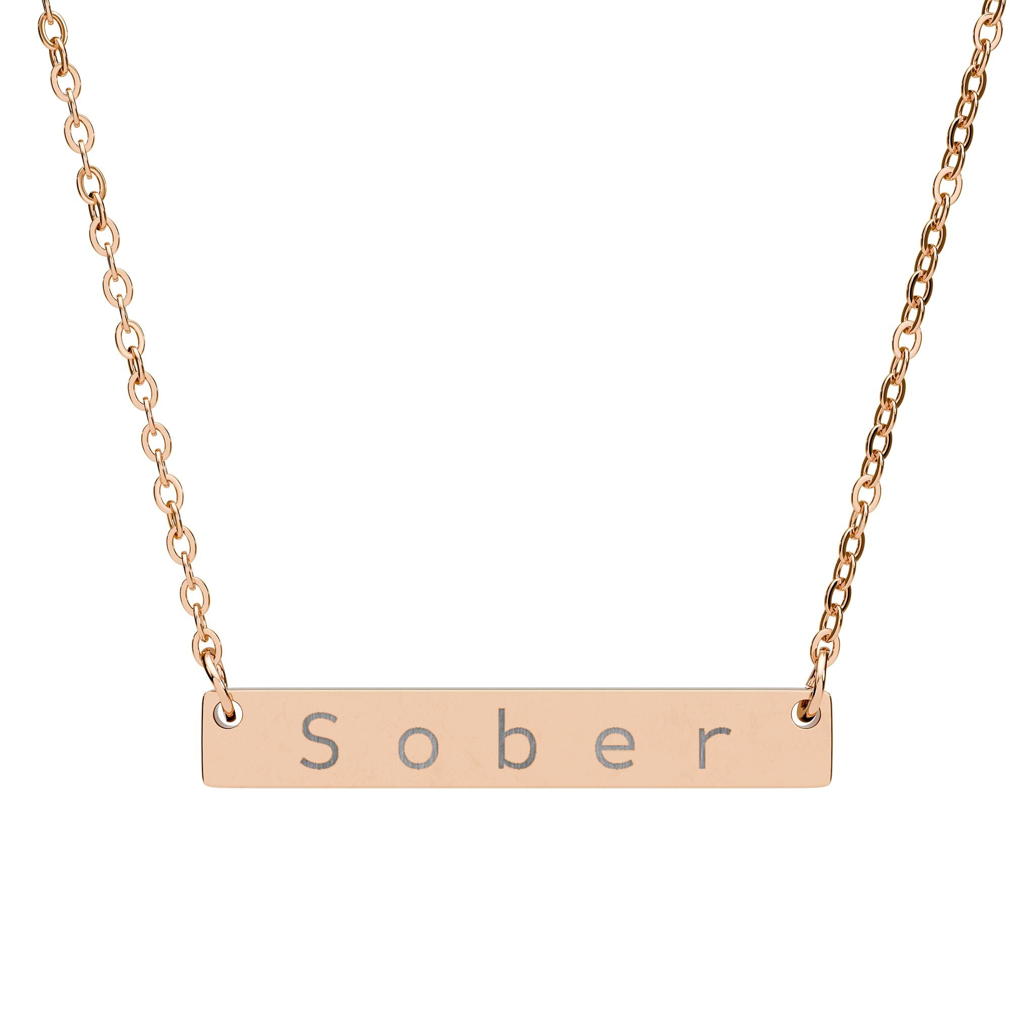 Sober. - Horizontal Bar Necklace (Engraving)