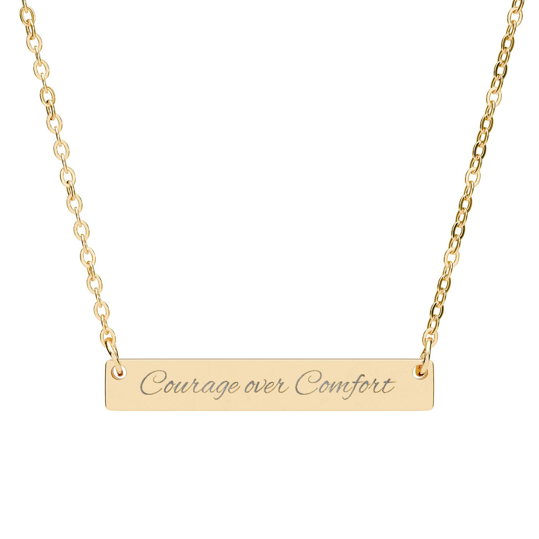 Courage Over Comfort  - Horizontal Bar Necklace (Engraving)