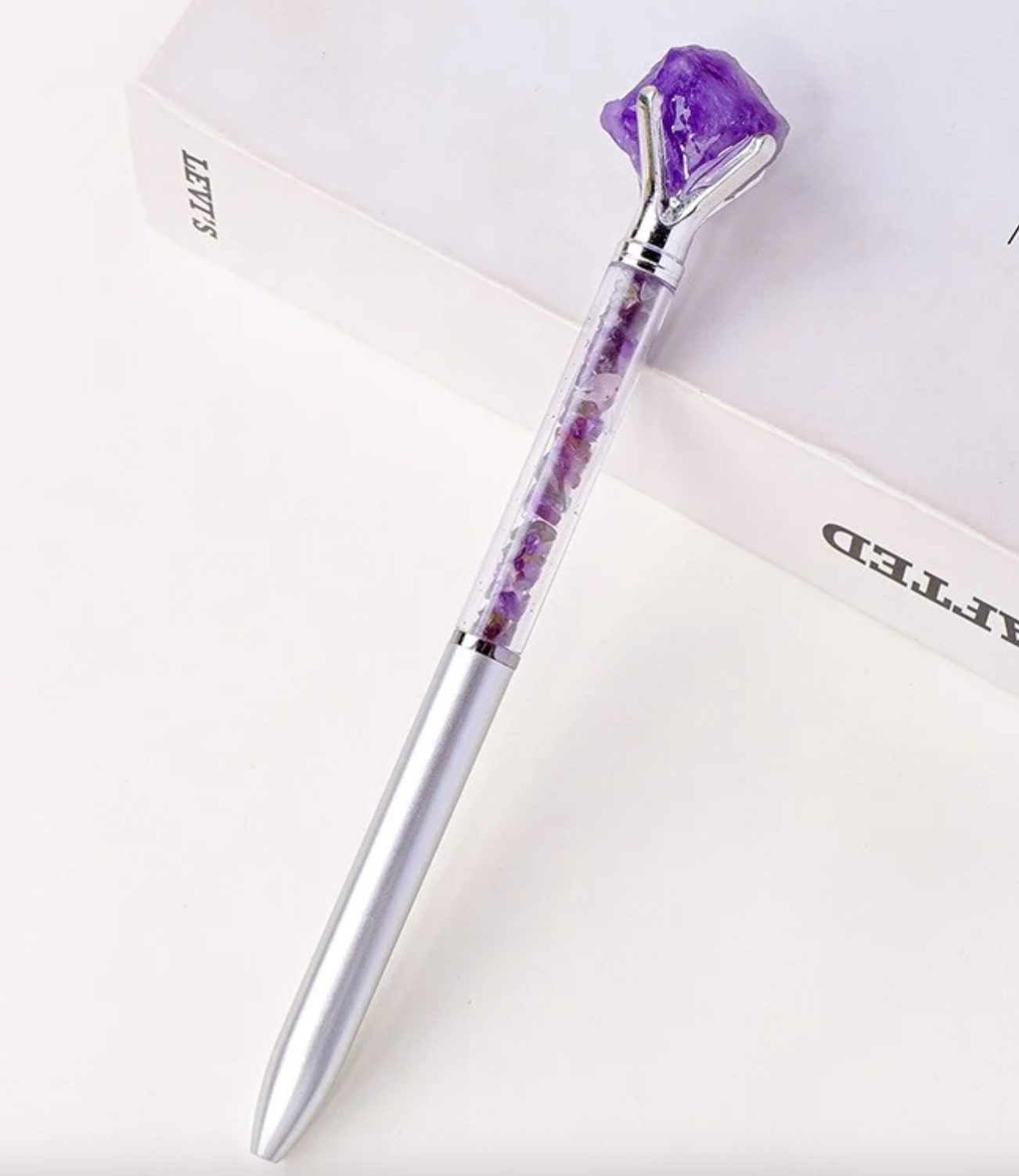 1 Piece Irregular Amethyst Crystal Metal Minimalist Shiny Ballpoint Pen